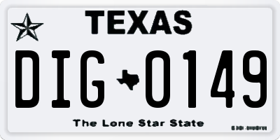 TX license plate DIG0149