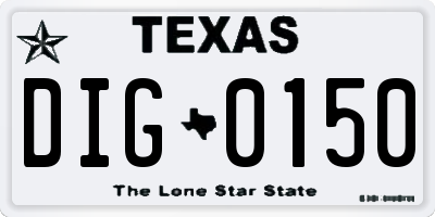 TX license plate DIG0150