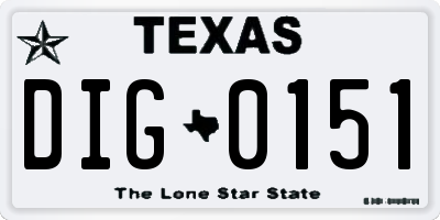 TX license plate DIG0151