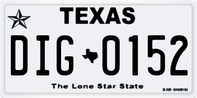 TX license plate DIG0152