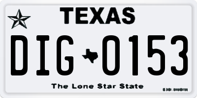 TX license plate DIG0153