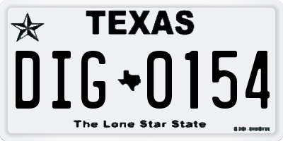 TX license plate DIG0154