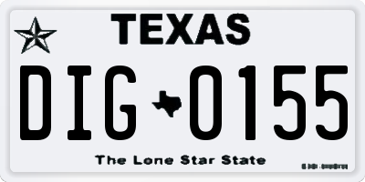 TX license plate DIG0155