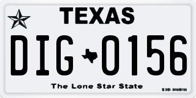 TX license plate DIG0156