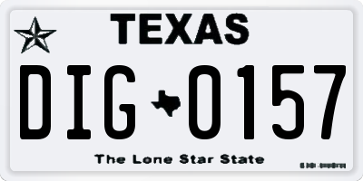 TX license plate DIG0157