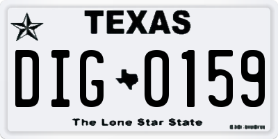TX license plate DIG0159
