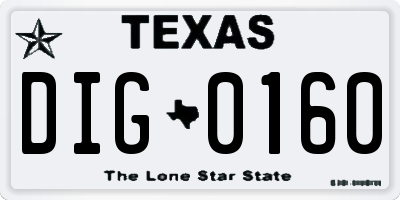 TX license plate DIG0160