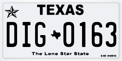 TX license plate DIG0163