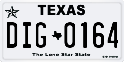 TX license plate DIG0164