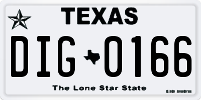 TX license plate DIG0166