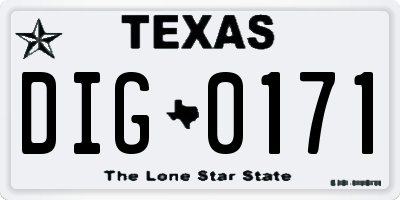 TX license plate DIG0171
