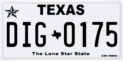 TX license plate DIG0175