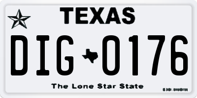 TX license plate DIG0176