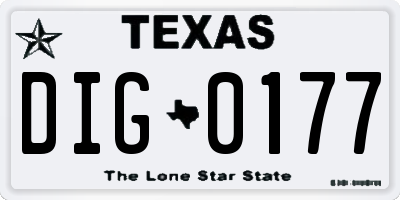 TX license plate DIG0177