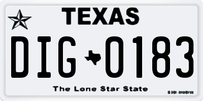 TX license plate DIG0183