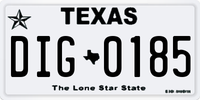 TX license plate DIG0185