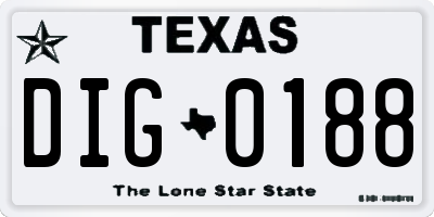 TX license plate DIG0188