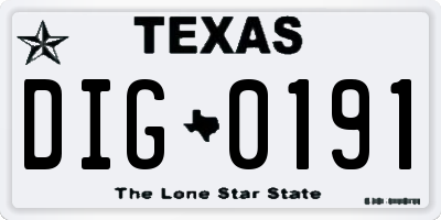 TX license plate DIG0191