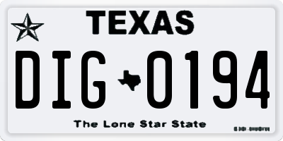 TX license plate DIG0194