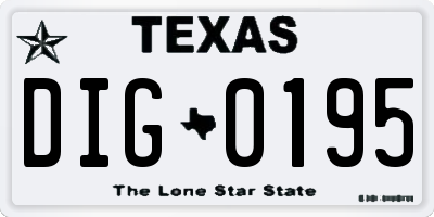 TX license plate DIG0195