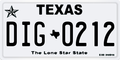 TX license plate DIG0212