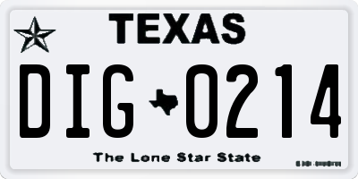 TX license plate DIG0214