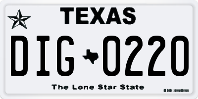 TX license plate DIG0220