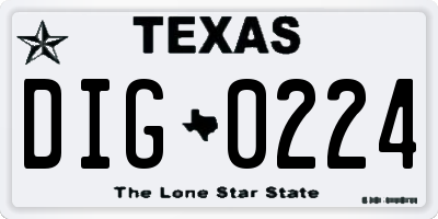TX license plate DIG0224