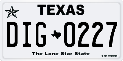 TX license plate DIG0227