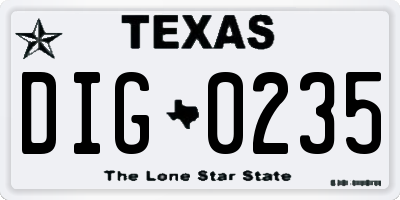 TX license plate DIG0235
