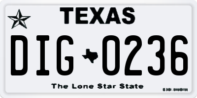 TX license plate DIG0236