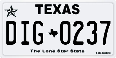 TX license plate DIG0237