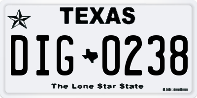 TX license plate DIG0238