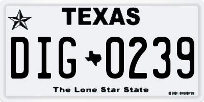 TX license plate DIG0239