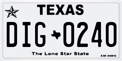 TX license plate DIG0240