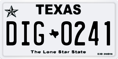 TX license plate DIG0241