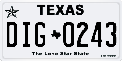 TX license plate DIG0243