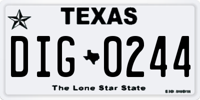 TX license plate DIG0244