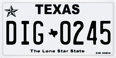 TX license plate DIG0245
