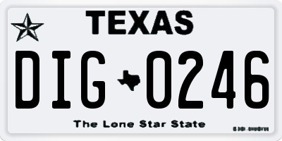 TX license plate DIG0246