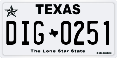 TX license plate DIG0251