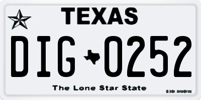 TX license plate DIG0252