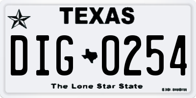 TX license plate DIG0254