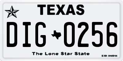 TX license plate DIG0256
