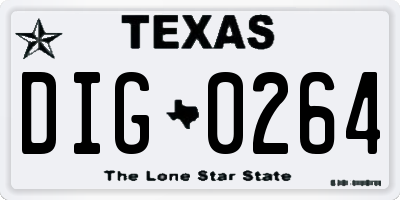 TX license plate DIG0264