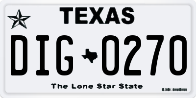 TX license plate DIG0270