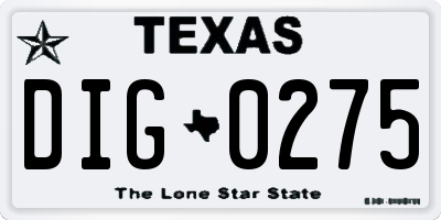 TX license plate DIG0275