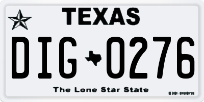 TX license plate DIG0276