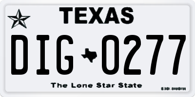 TX license plate DIG0277