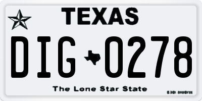 TX license plate DIG0278